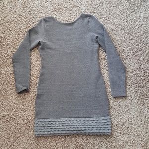 Long Sleeve Gray & Silver Mini Dress